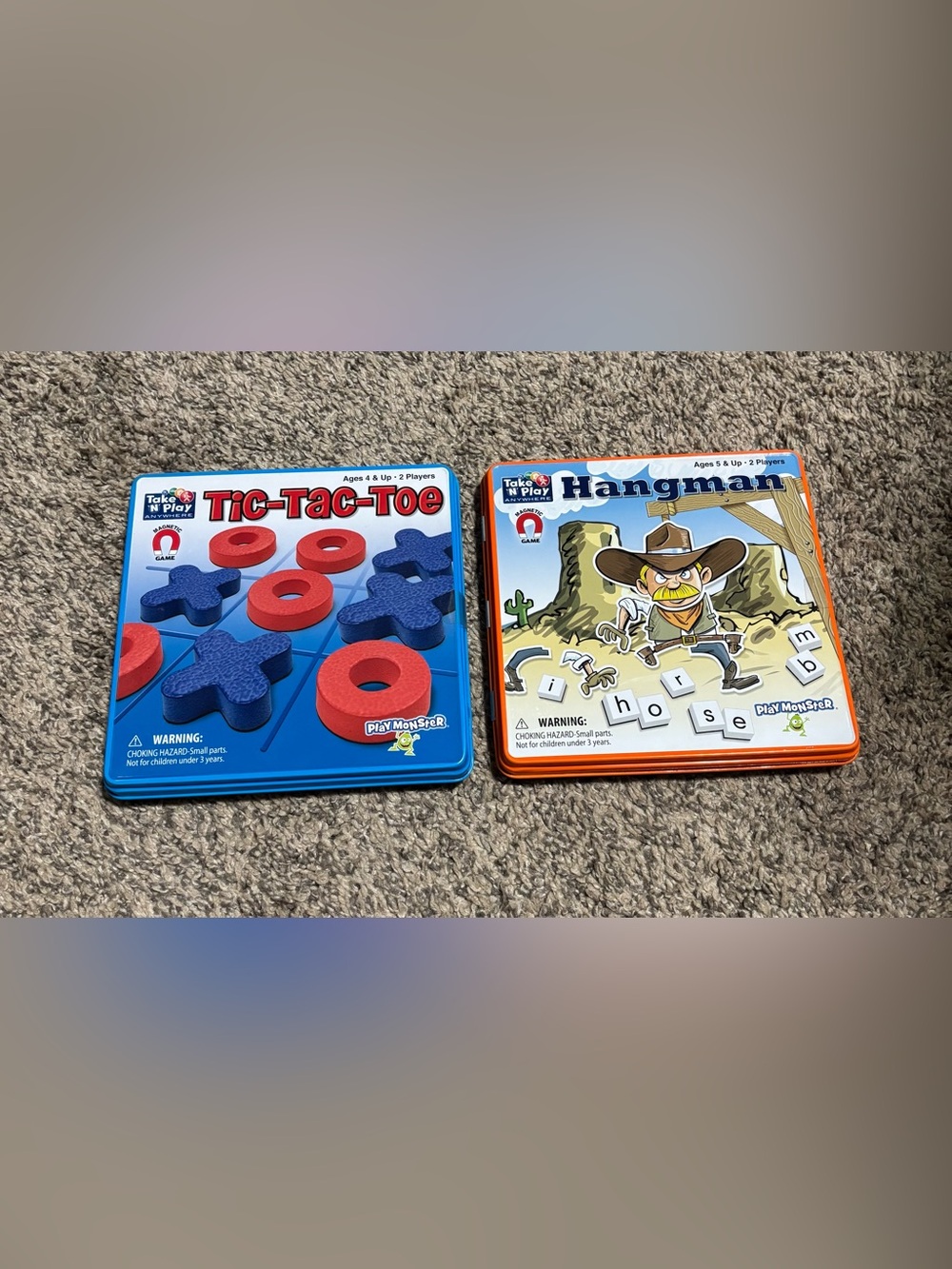 Take ‘n Play Anywhere Magnetic Games - Hangman & Tic-Tac-Toe - Brand new